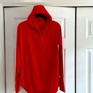 Athleta tomato red uptempo lightweight hoodie with thumb holes size M